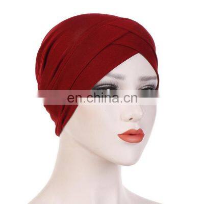 New Stretch Fabric Forehead Cross Muslim Base Hat Crystal Hemp Hat Turban Hat