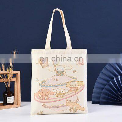 Fashion Circle Canvas Tote Bag Custom Made Sustainable Black and White Cartoon Cloth Bag With Custom Print Logo photo-2
