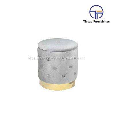 Wholesale Modern Furniture Living Room Stool Pink Velvet Round Pouf Ottoman