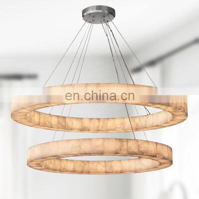 Retro Industrial American Marble Calcite Alabaster Pendant Light Chandelier For Kitchen Island Living Room Bedroom Dining Room