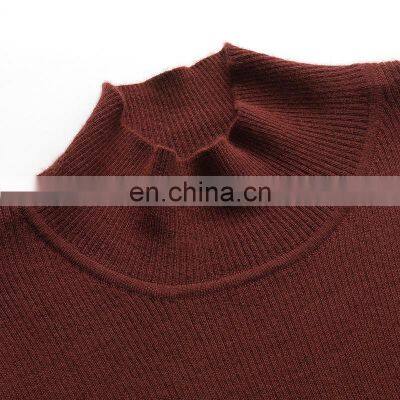 Fashionable 100% Cashmere Rib Knitting Jumper for Women High Neck Slim Fit Casual Style With Front Logo Solid Pattern for Winter
