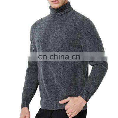 Men's Turtleneck Pullover Sweater Solid Color Knitted Jumper made of Cashmere Wool Blend for Winter