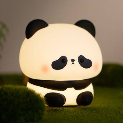 Custom Baby Bedroom Lamps Cartoon Panda Night Light Lamp Soft Silicone Cute Children Sleep Light Kids Night Light photo-4