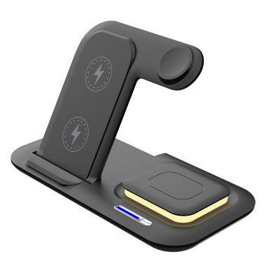 15W 4-in-1 fast wireless charging with ambient light, foldable wireless charging station, wireless charging pad