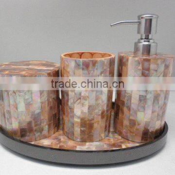 High end quality best selling special newest designed Natural MOP inlay Bath Set from Vietnam