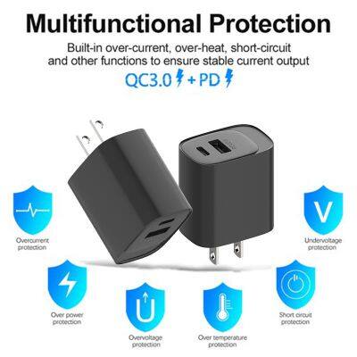 1a1c Output Us Plug 20W Fast Power Adapter 5V 3A, 9V 2.22A USB Transformer 12V 1.67A Type C Mobile Phone PD Charger photo-3