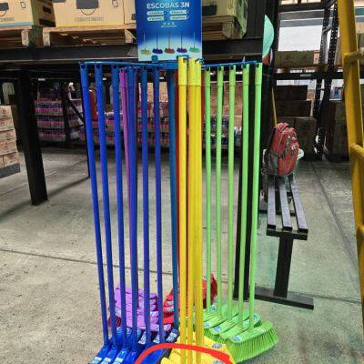 OEM Different Colour Soft Plastic Broom and Wooden Broom Stick With PVC Coated photo-2