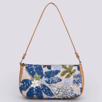 sequined embroidered shoulder bag