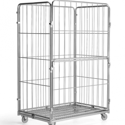 Large Metal Collapsible Storage Warehouse Roll Cage Cart Trolley