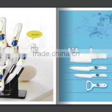 zirconia oxide beautiful fashion porcelain handle 5 pieces colored ceramic knife set