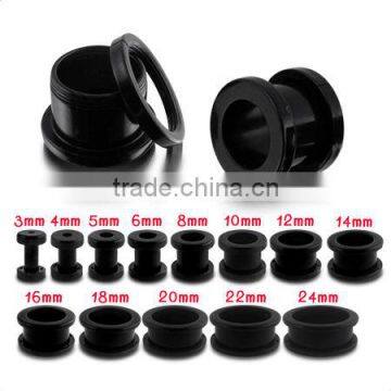 Black UV Acrylic Screw Fit Flesh Tunnels Ear Plugs