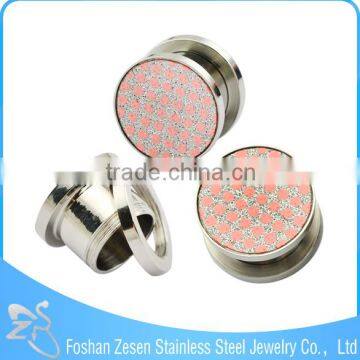 Stainless steel twinkling paper stick screw fit ear plug adhesive body jewelry