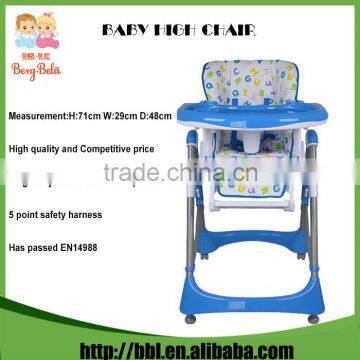 EN14988 Approved Eco-Friendly Foldable All Age Babies Recommended Plastic Feeding High Chair