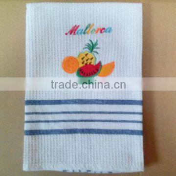 cotton white embroidered tea towel