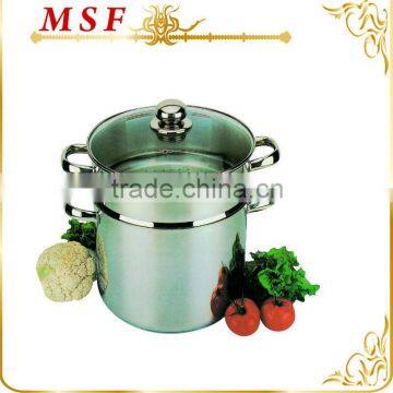 Various Size of Stainless Steel Steamer Set Vegetable Food Steamer Heat Resistant Transparent Glass Lid & SS Hollow Handle
