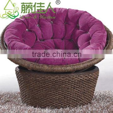 Water Hyacinth Natural Rattan Living Room Large Leisure Lounge Purple Moon chair for Adults