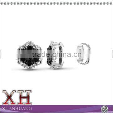 Hot Sale Alibaba 925 Sterling Silver Black CZ Mini Flower Stud Earrings