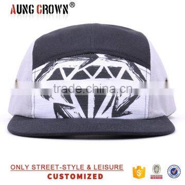 Newest fashion printed custom made 5 panels snapback