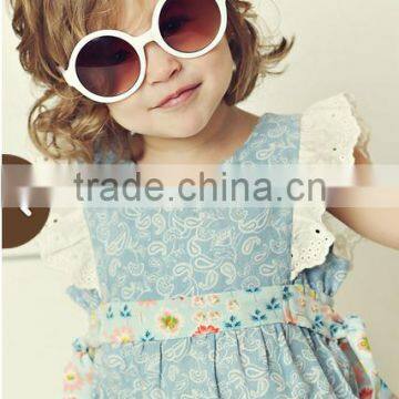 Hot-selling Summer cotton dress for children girls OEM rufflle Stipe design