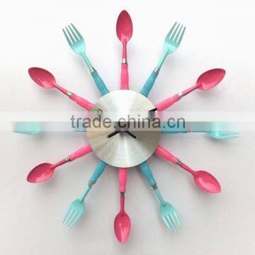 Colorful Kitchen Wall clock with Knife , fork and Spoon hands