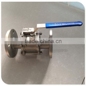 3PC Stainless Steel ISO 5211 Ball Valve with Full Port / Flanged End PN16 Mounted Pad