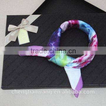 Silk Muslim Square Scarf 100% Silk Satin Digital Print Scarf Silk Muslim Square Scarf