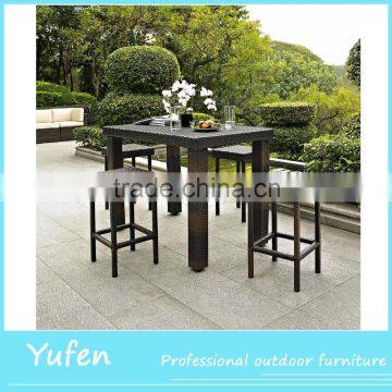 Rattan garden furniture cafe table chair set of dining table