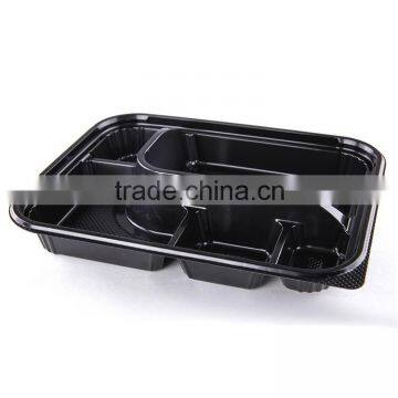 KW3-1101 5 compartments food containers Stackable Trays with No-Spill Covers,taky away packing (234*186*44mm)