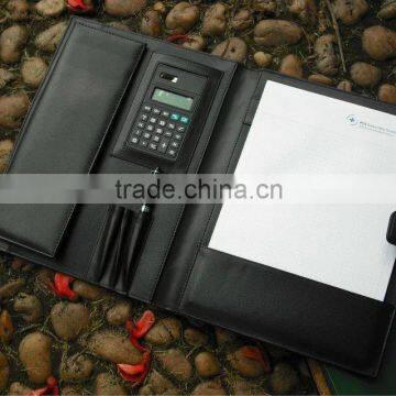 New Designated Leather Conference Folder With Card Holder, Pen Loop