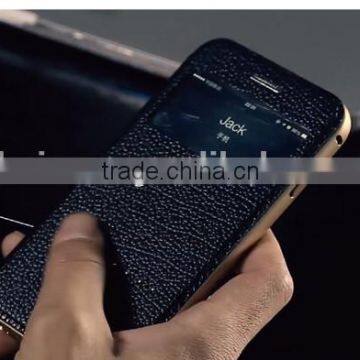 3in1cowhide Case and Metal Bumper,aviation Aluminum,PC, For Iphone 6/plus Style Case Cover, photo-2