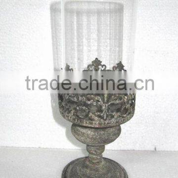 DIA9.5cm engraved pillar metal candle holder