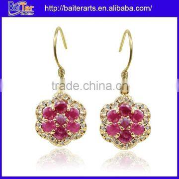 Best Seller ! Wholesale Fashion .925 Sterling Silver Red Real Ruby Earrings photo-4