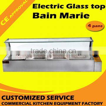 Electric glass top 4 pans food warmer water bath buffet bain marie