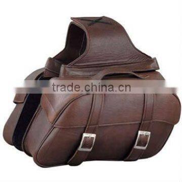 Brown Genuine Leather Motorcycle Saddle Bags