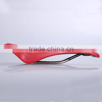 Red Bicycle Saddle Titanium Base MTB Leather Mountain Bikes Saddle photo-3
