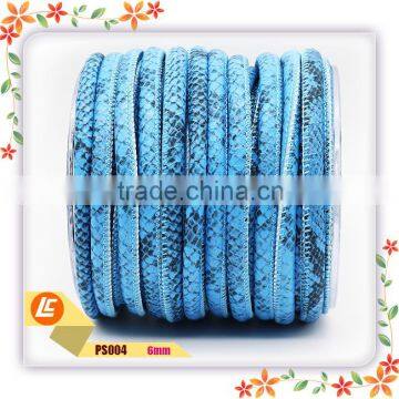 Green 6mm Real Fashion Snakeskin Leather Cord Stitched Outside photo-6