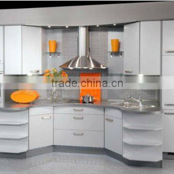 lacquer kitchen cabinets with arc shape island design