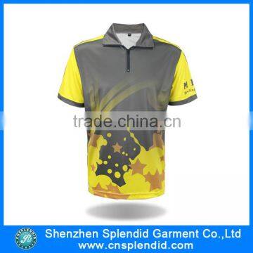 fashion clothing manufactuerers sublimated zipper collar polo shirt