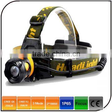 1200 Lumen Dimmable Cree Led Dual Light Source Zoom Rechargeable Mining Headlamp