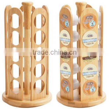 25-Hole Brewing Cups Rotating Bamboo Rack 2015 new design bamboo coffee pod storage Coffee capsules pot holder wholesale