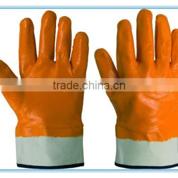 13guage factory hot sales white nylon orange nitrile working gloves