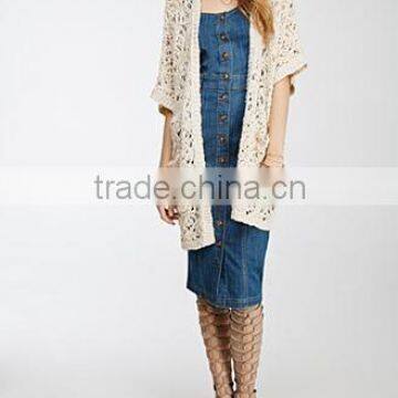 girl's fashion custom hand making crochet long cardigan sweater