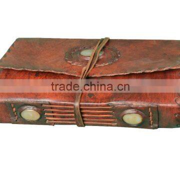 Genuine Leather Made Embossed Stone Leather Journal Diary With Precious Three Stone photo-2
