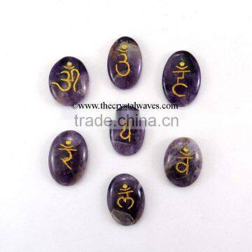 Amethyst Oval Sanskrit Chakra Set