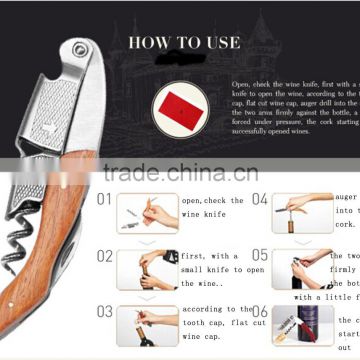 *2015 new products corkscrew red wine bottle opener wine knife china supplier