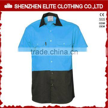 cheap china wholesale high visibility short sleeve blue work shirt