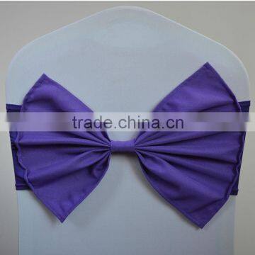 Purple wedding spandex chair sash/chair band/stretch bow for sales