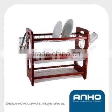 Superior quality beautiful design 3-tier wooden dish rack