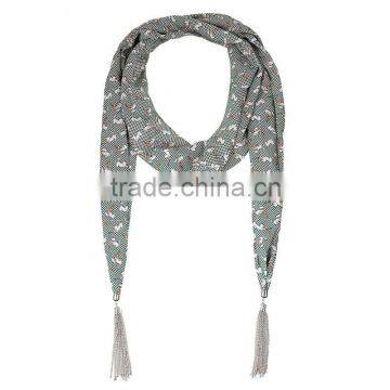 2015 Preppy Style Presentative Leaves Printing Fashion Chiffon Scarf photo-3