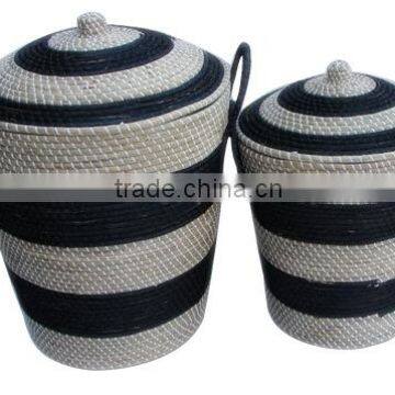 Vietnam multicolor wicker laundry basket with handle